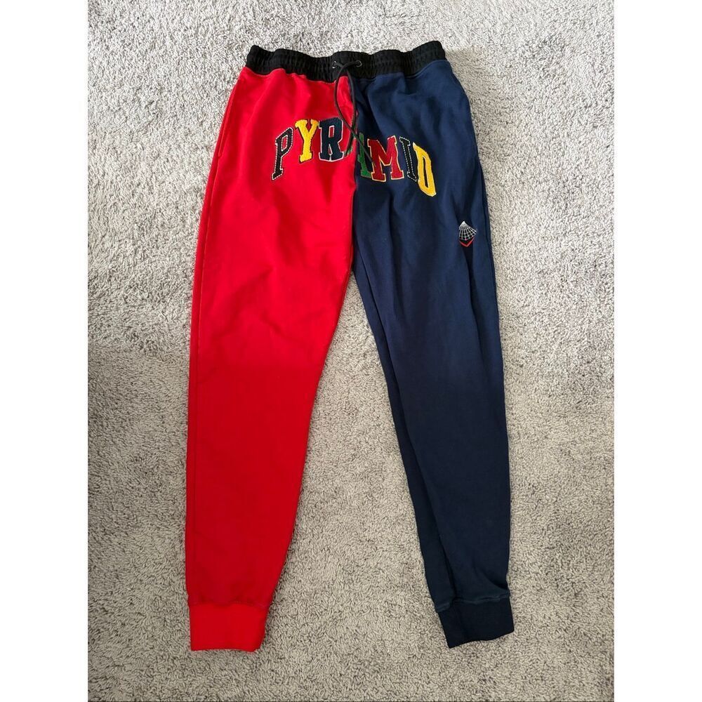 Black Pyramid Varsity Letter Jogger Pants Size 3XL Red and Navy